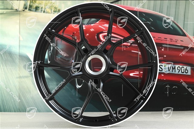 20-inch GT3 rim, 9.5J x 20 ET46, black satin matt + rim borders painted in white