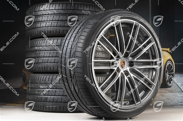 22-inch Cayenne Coupé Turbo IV summer wheel set, rims 10J x 22 ET48 + 11,5J x 22 ET52 + NEW Pirelli P Zero summer tyres 285/35 R22 + 315/30 R22, with TPMS