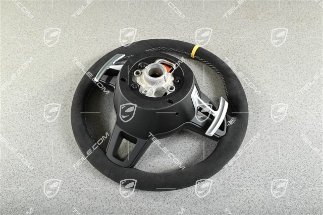 Sport steering wheel, Black Alcantara with Yellow 12 o'clock marking, PDK shift paddles, GT2RS / GT3RS