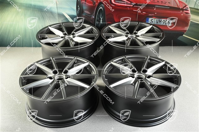 20+21" Komplet felg Carrera S, felgi: przednie 8,5J x 20 ET53 + tylne 11,5J x 21 ET67, platinum satynowy mat