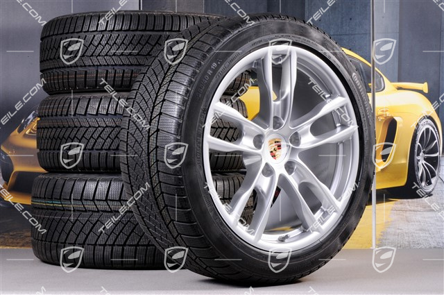 19" Winterräder Satz Boxster S, 8J x 19 ET57 + 9,5J x 19 ET45 + NEUE Continental WinterContact Winterreifen 235/40 R19 + 265/40 R19, mit RDK-Sensoren