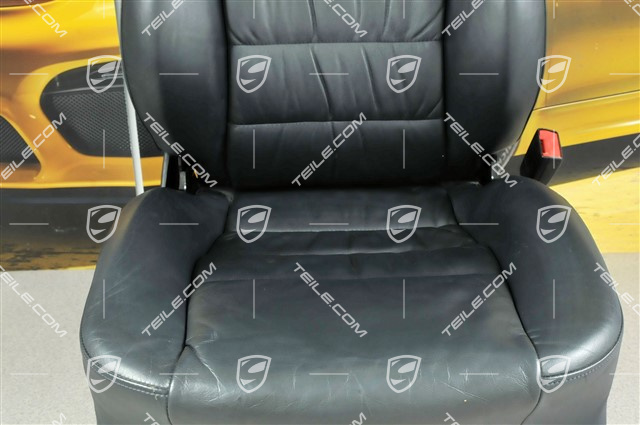 Sitz, el einstellbar, Leder, Metropolblau, Raffleder, Porsche Wappen, R