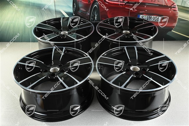 22-inch Cayenne Coupé wheel rim set Sport Classic, wheel rims 10J x 22 ET48 + 11,5J x 22 ET52, black high gloss
