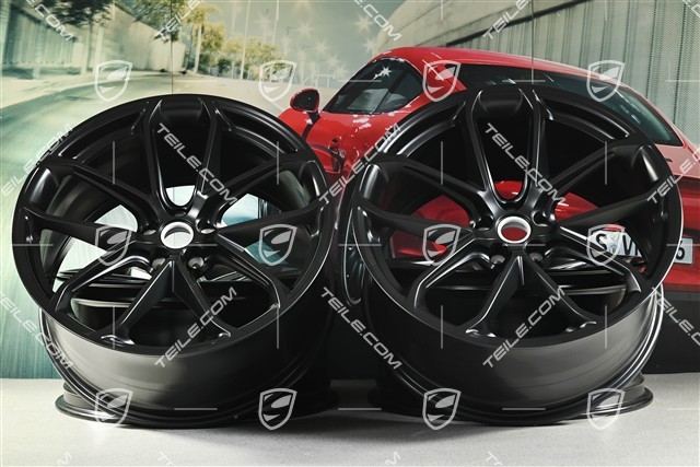 21-inch GT Design, alloy wheel rim set, 9,5J x 21 ET27 + 10J x 21 ET19, black satin matt