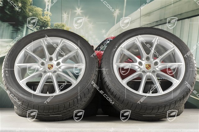20" koła letnie Cayenne Coupé Design, komplet, felgi 9J x 20 ET50 + 10,5J x 20 ET55 + NOWE opony letnie Bridgestone Dueler H/P Sport 275/45 R20 + 305/40 R20, z czujnikami ciśnienia