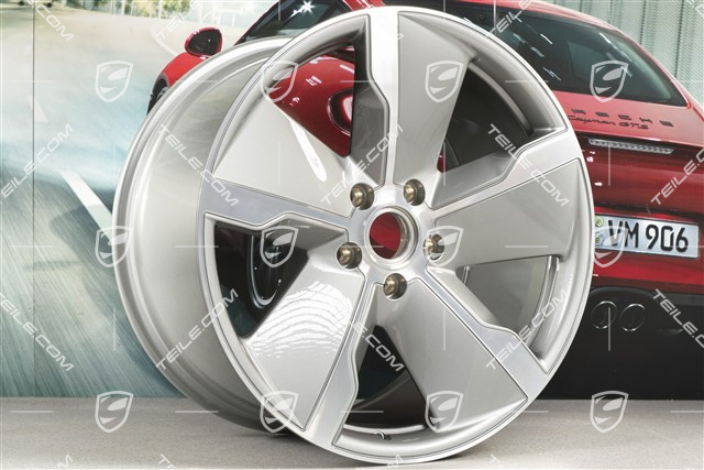 21" Felga Taycan Exclusive Design, 11,5J x 21 ET66, srebrna Platinum Silver, tylna, R