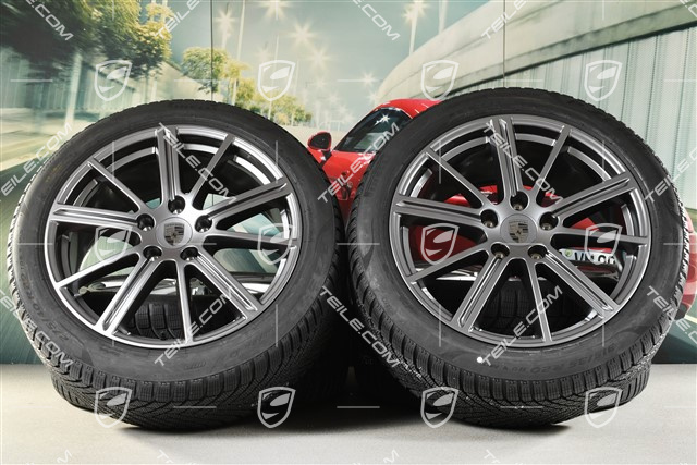 20" Panamera Turbo Koła zimowe, komplet, felgi 9,5J x 20 ET71 + 10,5J x 20 ET71 + opony zimowe Pirelli 275/40 R20 + 315/35 R20, Adamantium