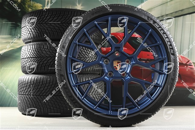 20"+21" RS Spyder Design winter wheel set, wheel rims 8,5J x 20 ET50 + 11J x 21 ET82 + Michelin winter tyres 245/35 R20 + 305/30 R21, with TPMS, Indigo Blue