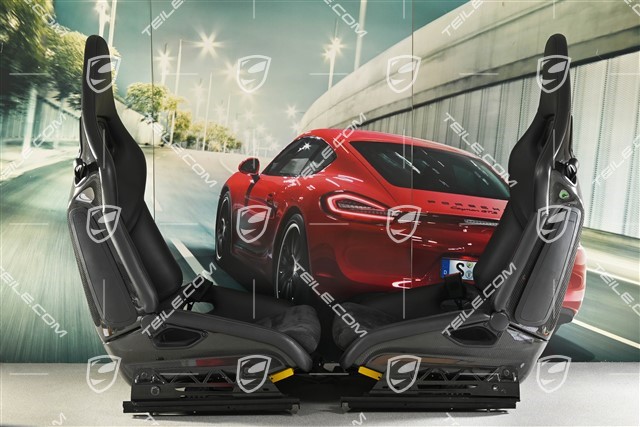 Sportowe fotele kubełkowe, składane, czarna skóra/Alcantara, L+R