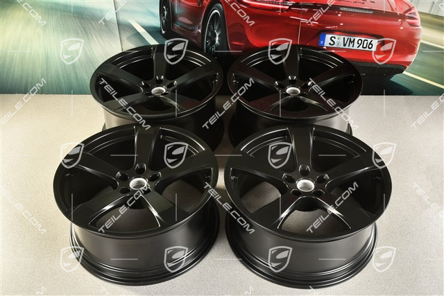 20-inch wheel rim set "Macan Sport", 9J x 20 ET26 + 10J x 20 ET19, in black satin mat