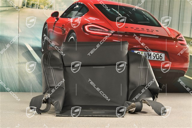 Front seat, bottom / lower cover, Leather black with chalk stitching, R