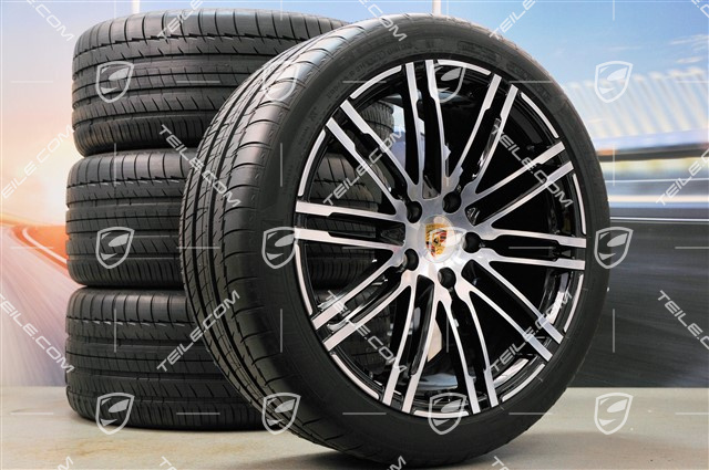 21" Turbo III Sommerräder Satz, Felgen 10J x 21 ET50 + NEUE Michelin Sommerreifen 295/35 R21, in SCHWARZ, mit RDK-Sensoren