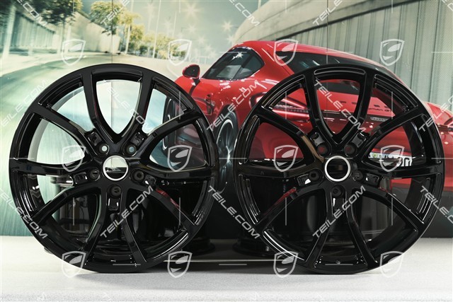 21-inch wheel rim set Cayenne Exclusive Design, 11J x 21 ET49 + 9,5J x 21 ET46, for Cayenne Coupé, black high gloss