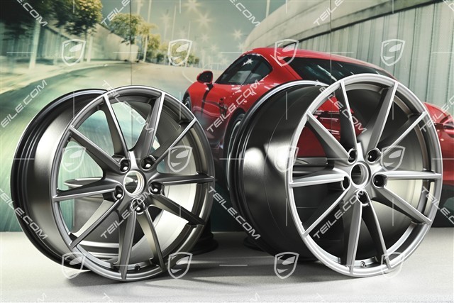 20"+21" wheel rim set Carrera S, 8,5J x 20 ET53 + 11J x 21 ET66, platinum satin matt