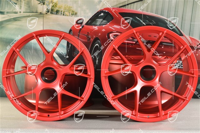 GT3RS Magnesium - lekkie kute koła magnezowe, felgi 10J x 20 ET45 + 13J x 21 ET31, czerwone Pyro Red