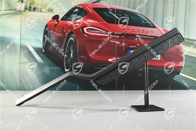 Rear bumper cover trim, lower, car with trailer coupling, black matte, R