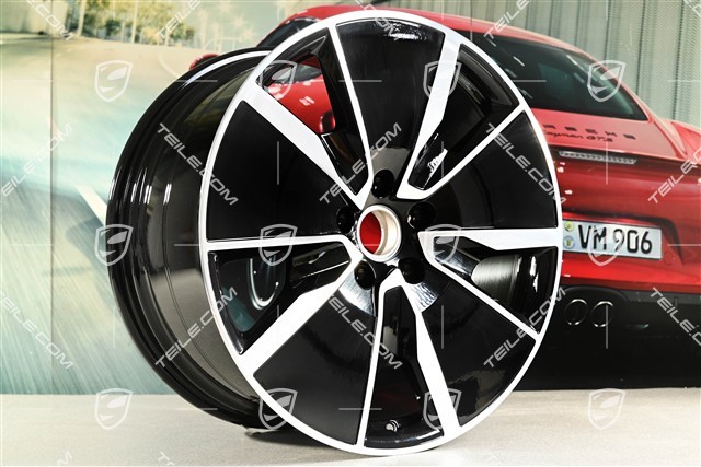 21" Komplet felg Macan Turbo, 8,5J x 21 ET27 + 10,5J x 21 ET47, czarny wysoki połysk