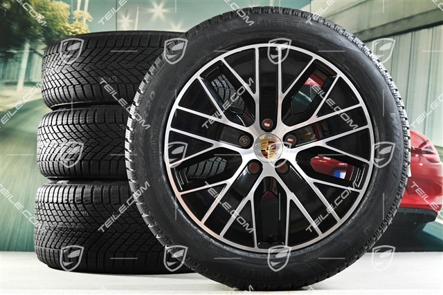 20-inch Macan S winter wheel set, rims 7,5J x 20 ET32 + 10J x 20 ET49 + Goodyear winter tyres 235/55 R20 + 285/45 R20, black high gloss