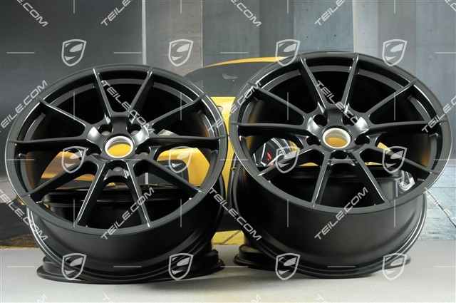 20" wheel rim set "Boxster Spyder", rims 8,5J x 20 ET57 + 10,5J x 20 ET47, black satin matt