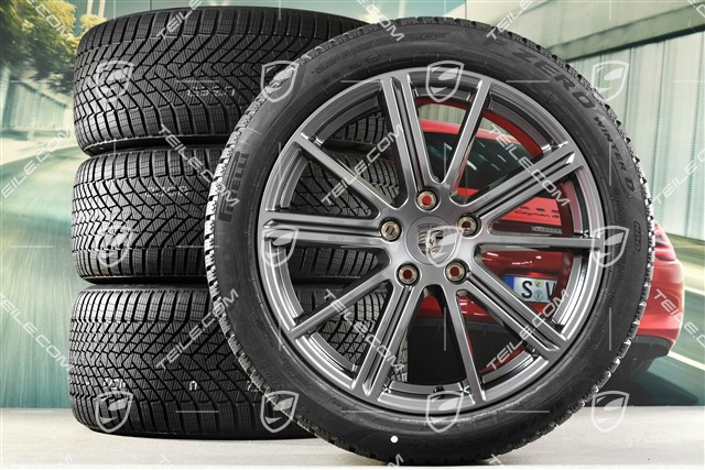 20" Panamera Turbo Koła zimowe, komplet, felgi 9,5J x 20 ET71 + 10,5J x 20 ET71 + opony zimowe Pirelli 275/40 R20 + 315/35 R20, Adamantium