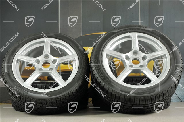 18" Boxster koła zimowe komplet, 8J x 18 ET57 + 9J x 18 ET47 + opony zimowe Pirelli Sottozero II 235/45 R18 + 265/45 R18, bez czujników ciśnienia RDK