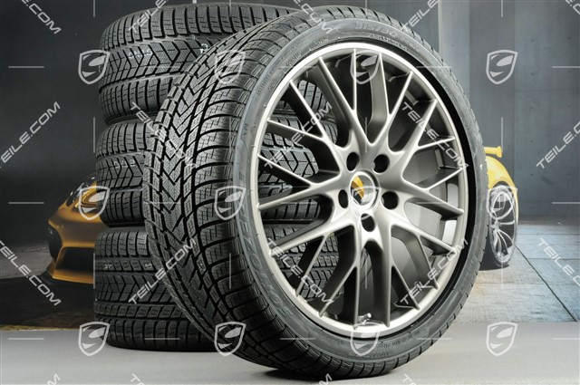 21" Winterräder Satz "SportDesign", Felgen 9,5 J x 21 ET71 + 10,5 J x 21 ET71 + Pirelli Sottozero III Winterreifen 275/35 R21 + 315/30 R21, Platinum Seidenmatt