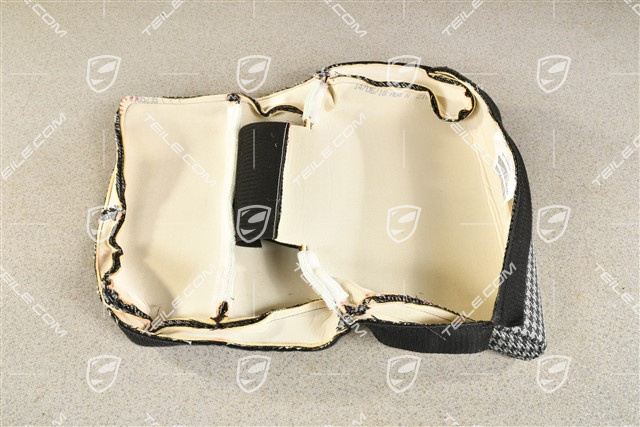 Sitzkissenbezug, Schalensitz klappbar, Stoff, Muster Pepita, Schwarz / Dunkelsilber, L=R