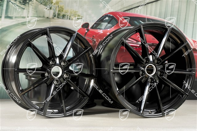 20+21" Komplet felg Carrera S, felgi: przednie 8,5J x 20 ET53 + tylne 11,5J x 21 ET67, czarny wysoki połysk