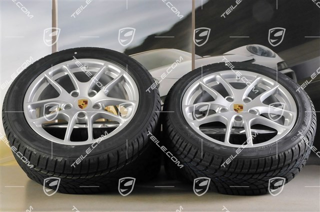 18" Cayman koła zimowe komplet, 8J x 18 ET57 + 9J x 18 ET47 + NOWE opony zimowe Dunlop SP Winter Sport 3D 235/45 R18 + 265/45 R18, bez czujników RDK