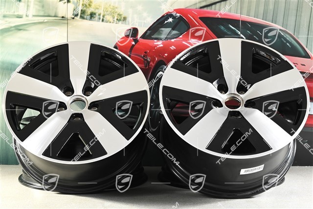 20" komplet felg Cayenne Basis Aero COUPE, 10,5J x 20 ET55 + 9J x 20 ET50, czarny wysoki połysk
