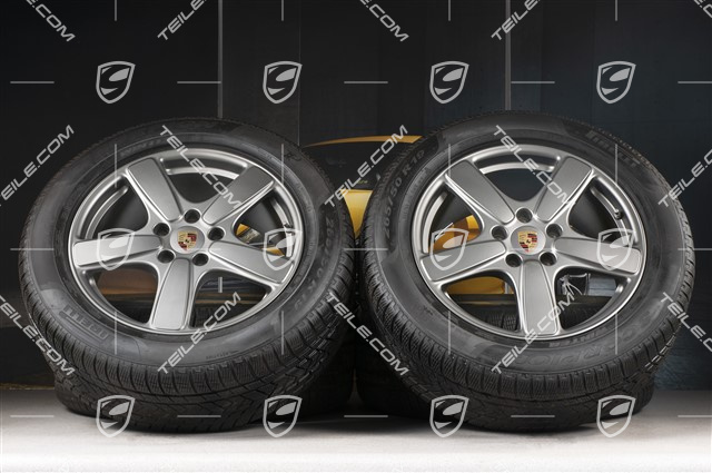 19-inch winter wheels set Cayenne Sport Classic, rims 8,5J x 19 ET59 + Pirelli winter tires 265/50 R19, Platinum (semigloss), with TPM