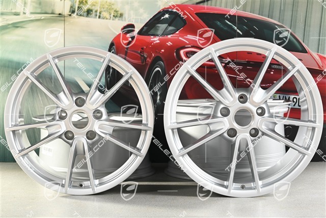 19+20" Carrera wheel rim set, wheels: front 8.5J x 19 ET52 + rear 11J x 20 ET66, in Brilliant Silver
