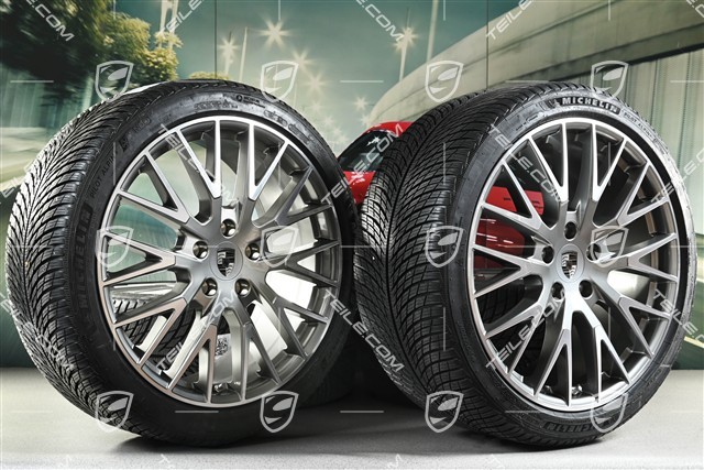 21-inch Panamera Exclusive Design Winter wheel set, wheel rims 9,5J x 21 ET71 + 10,5J x 21 ET71 + Michelin winter tyres 275/35 R21 + 315/30 R21, Platin Silver