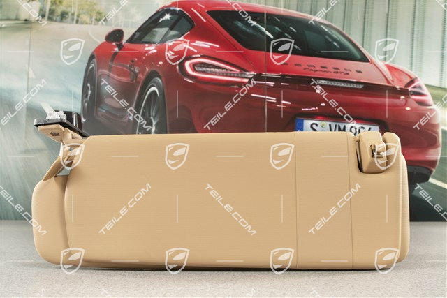 Sonnenblende, mit Spiegel und Leuchte, Kunstleder, Luxor beige, R