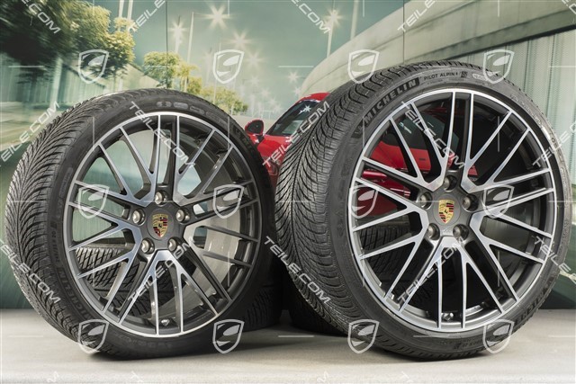 20"+21" Turbo V Winterräder Satz, Felgen 8,5J x 20 ET40 + 11J x 21 ET66 + Michelin Winterreifen 245/35 R20 + 305/30 R21, DOT/Bj. 2022