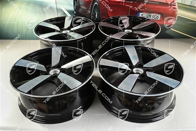 22" Macan Sport, komplet felg, 9J x 22 ET29 + 11J x 22 ET47, czarne z wysokim połyskiem