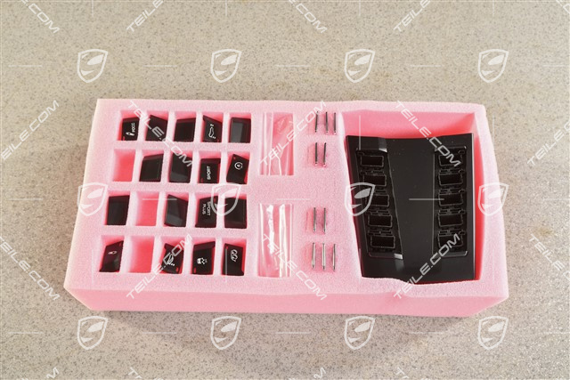 Control panel / switchboard centre console, coupe, black matte/ hi-gloss chrome