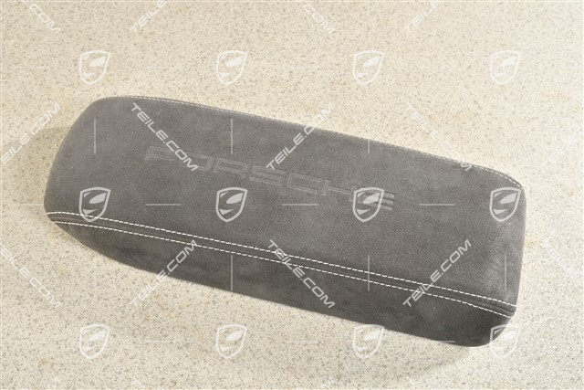 Armrest / tunnel, trim cover, Alcantara with embossed "PORSCHE" logo, Black