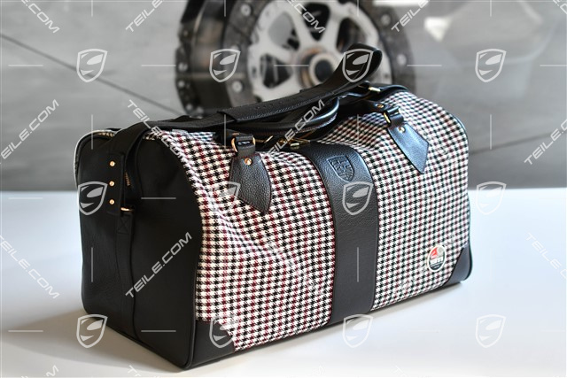 "60Y 911" Touring Bag 911 "60 Jahre 911", Pepita Muster in Schwarz/Rot, Jubiläumsplakette 50/30/28 cm