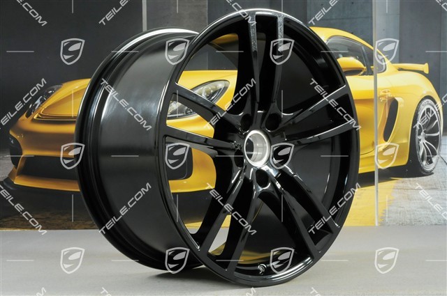 21" Felgi Cayenne COUPÉ Turbo Design, komplet, 9,5J x 21 ET46 + 11,0J x 21 ET49, czarny wysoki połysk