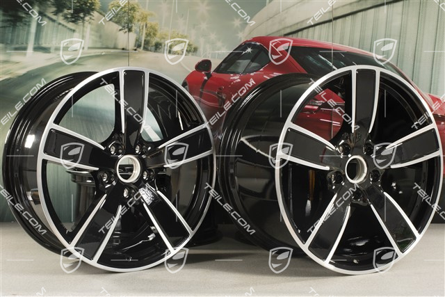 20" komplet felg Carrera Sport, 11,5J x 20 ET76 + 8,5J x 20 ET49, czarny wysoki połysk