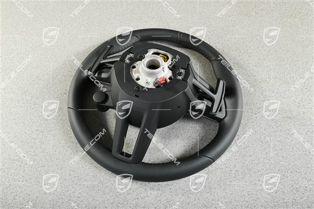 Multifunction steering wheel, sport chrono, heated, black leather/carbon/platinum