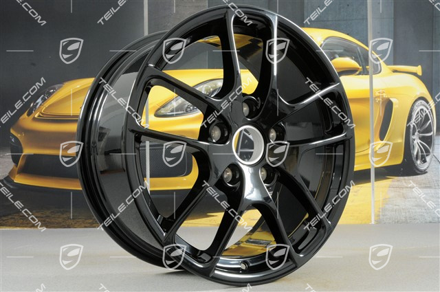 18" Komplet felg Cayman III, 8J x 18 ET57 + 9,5J x 18 ET49, czarny wysoki połysk