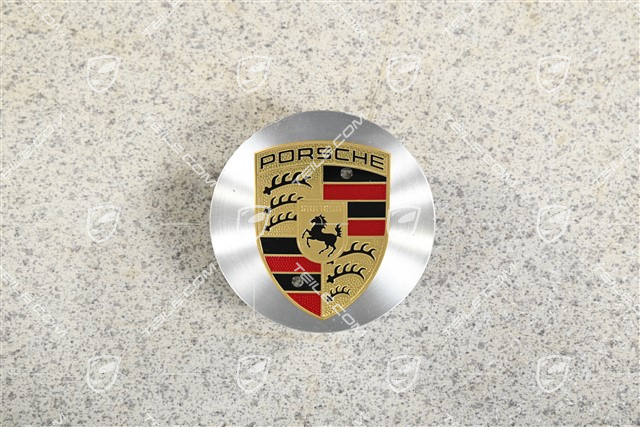 Hub cap, concave, coloured crest, RS Spyder, aluminium milling