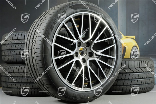 21-inch Cayenne RS Spyder summer wheel set, rims 9,5J x 21 ET46 + NEW 11,0J x 21 ET49 + Pirelli P Zero summer tyres 285/40 R21 + 315/35 R21