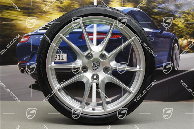 20" Carrera S III Sommerräder Satz, 8,5J x 20 ET51 + 11J x 20 ET70 + NEUE Pirelli P Zero Sommerreifen 245/35 ZR20 + 295/30 ZR20, mit RDK-Sensoren