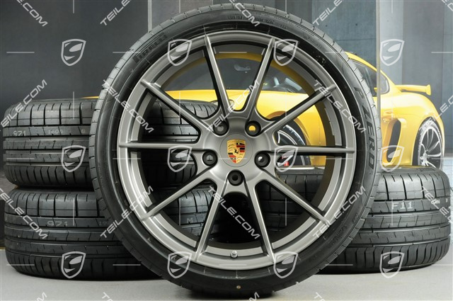 20-inch Boxster Spyder summer wheel set, rims 8,5J x 20 ET57 + 10,5J x 20 ET47, Pirelli summer tyres 235/35 ZR20 + 265/35 ZR20