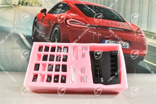 Control panel / switchboard centre console, coupe, black matte/ hi-gloss chrome