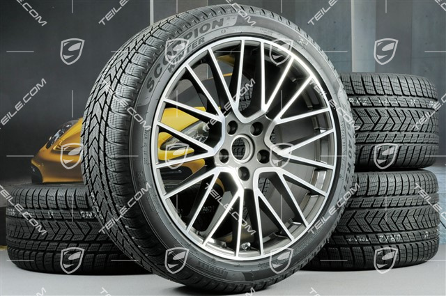21" koła zimowe Cayenne RS Spyder, komplet, felgi 9,5J x 21 ET46 + 11,0J x 21 ET58 + opony zimowe Pirelli 275/40 R21 + 305/35 R21, z czujnikami ciśnienia