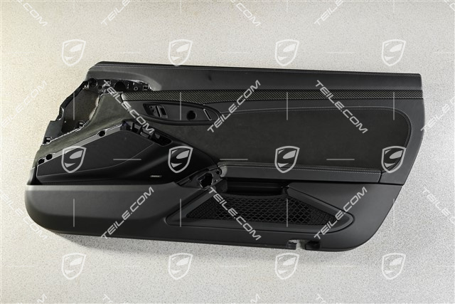 GT4, Tapicerka drzwi skórzana z listwą ozdobną Carbon, czarna, Bose, R